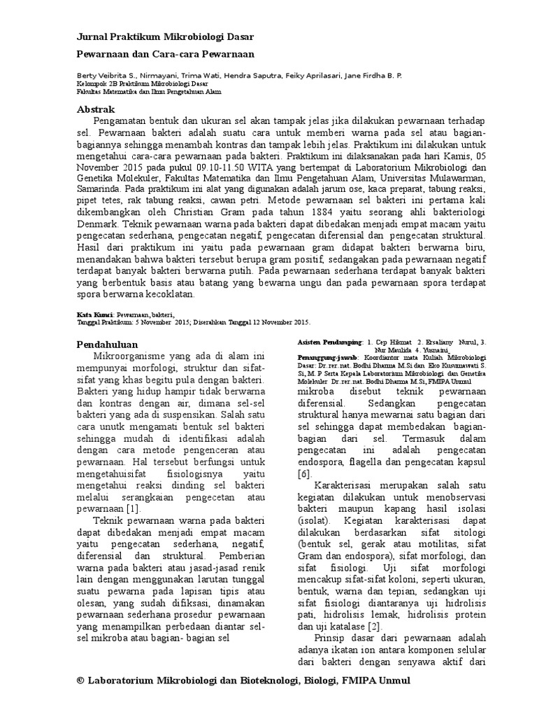 Jurnal Mikro Pewarnaan
