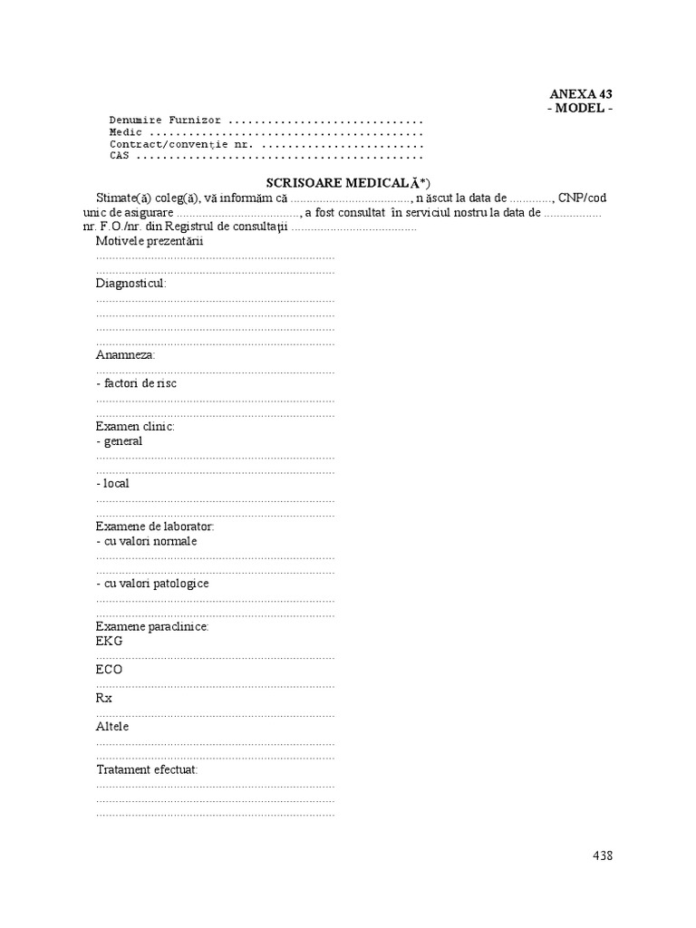 Scrisoare Medicala Model Cnas | PDF