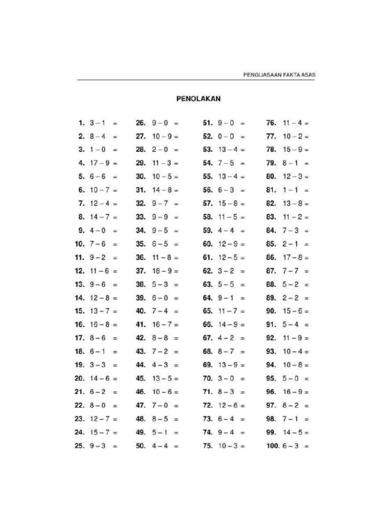 Soalan Darab Matematik Tahun 2 - 17 Agustus 2017