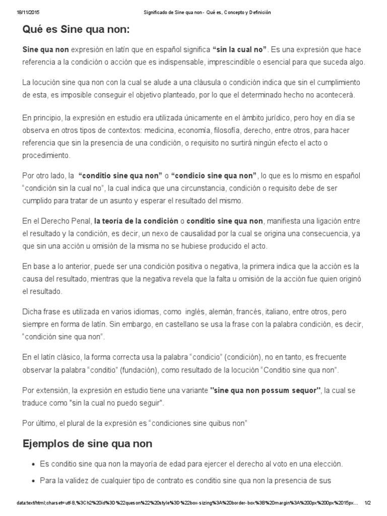 Significado de Sine qua non | PDF