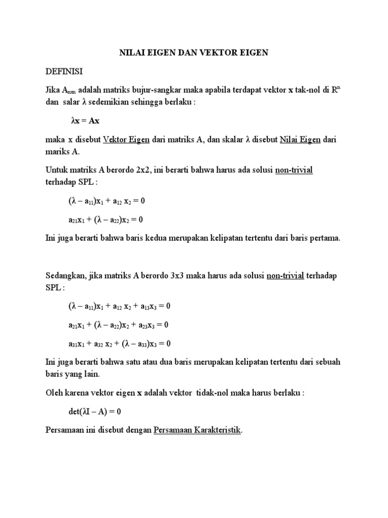 Nilai dan Vektor Eigen Matriks 2x2 dan 3x3 | PDF