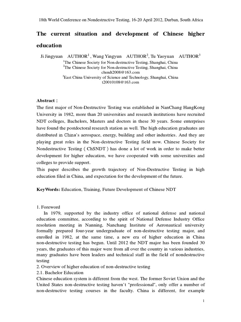 The Current Situation and Development of Chinese Higher Education | PDF ...