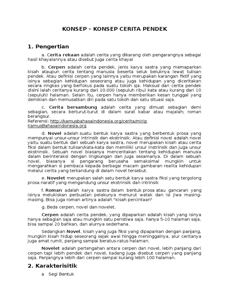 Konsep Konsep Cerita Pendek