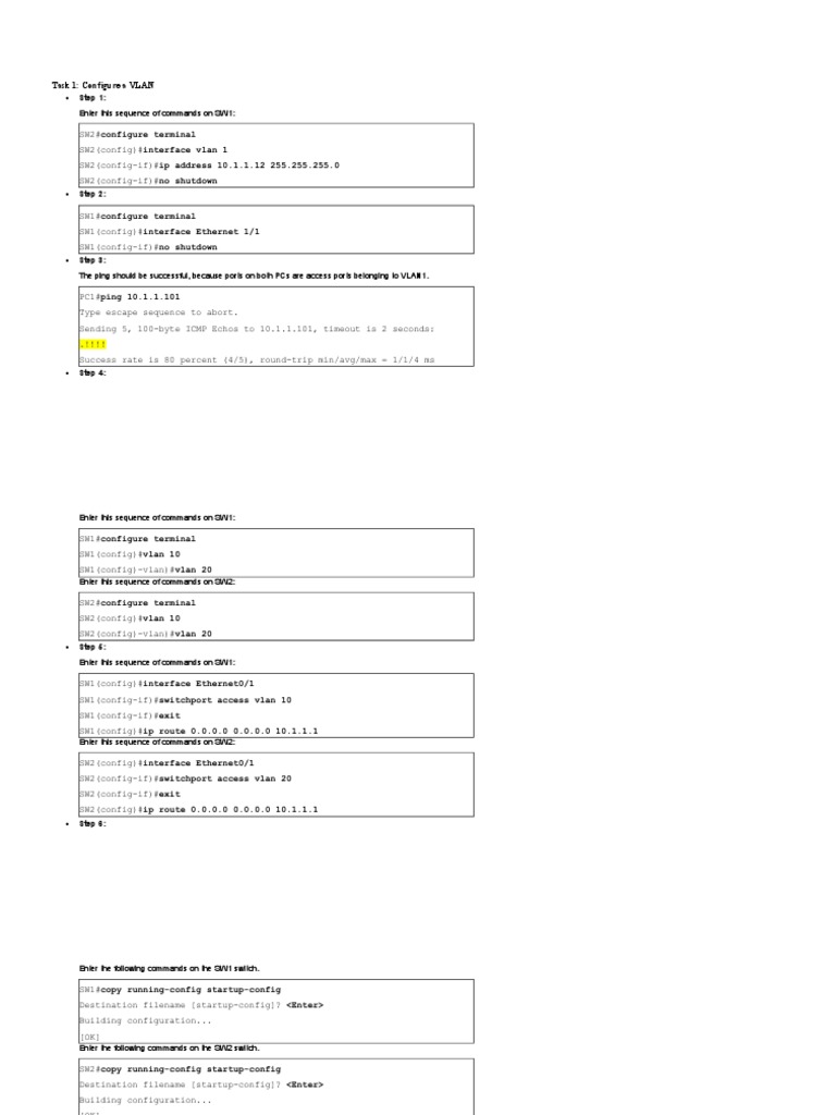 Configure VLANs and Trunking Between Switches PDF Networks