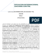 Certificación Internacional en Coaching y Pnl (Online) Nivel 1 (Primera Parte)