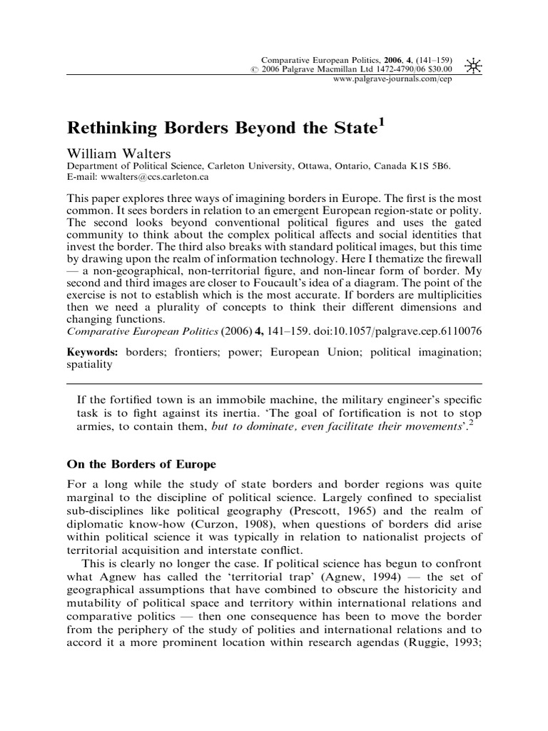 Rethinking European Borders and Governance | PDF | Frontier | European ...