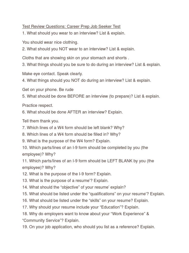 Test Review Questions | PDF | Career & Growth
