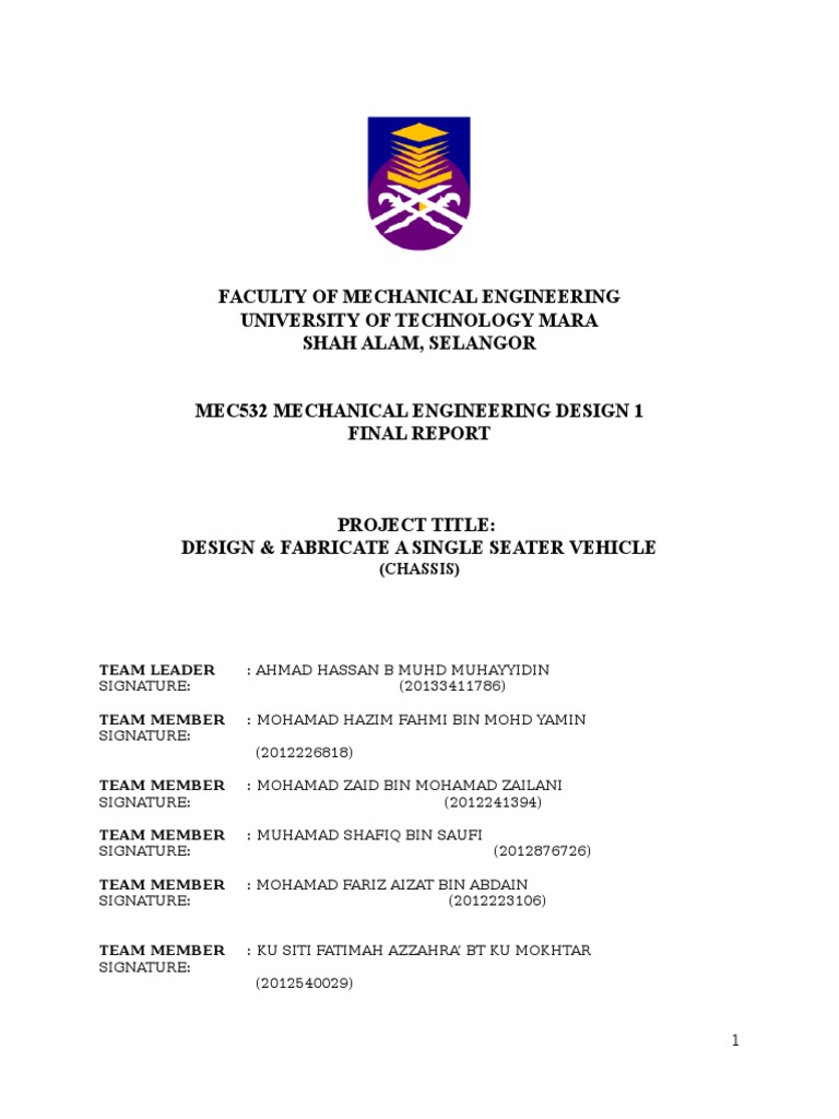 Mechanical engineering design 1 report strength of materials yield 