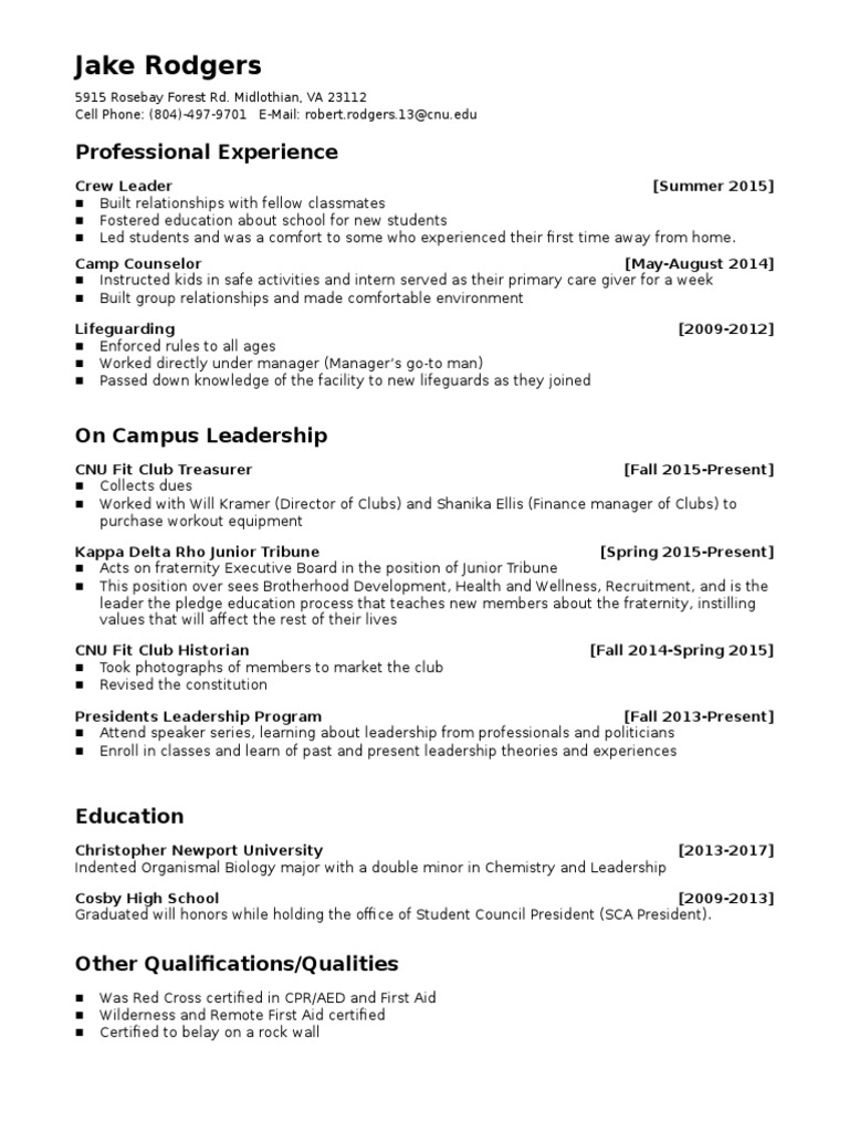 Jakes Resume Ra | PDF