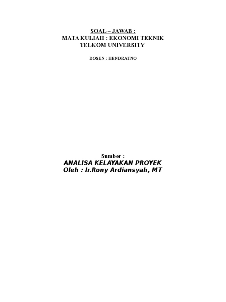 Analisa Investasi Contoh Soal