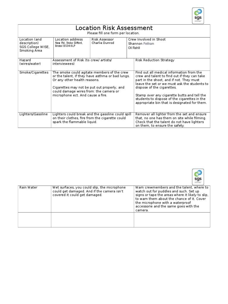 Location Risk Assessment | PDF | Self-Improvement