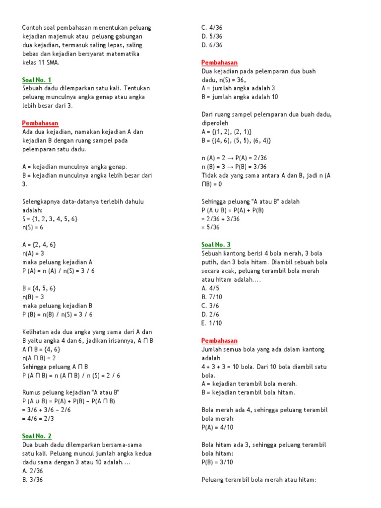 Contoh Soal Dan Jawaban Matematika Diskrit Kombnatorial Dan Peluang