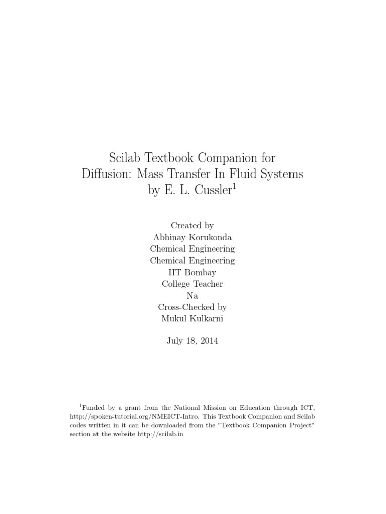 Scilab Companion for Cussler's Diffusion | PDF | Reaction Rate | Diffusion