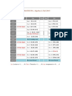 MATH2301/MATH3301, Algebra I, Fall 2015: Timetable