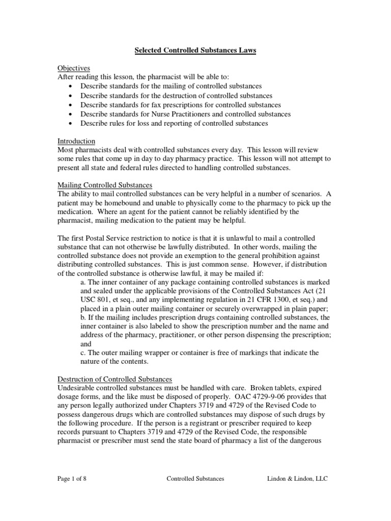Controlled Substances Laws PDF Medical Prescription Controlled