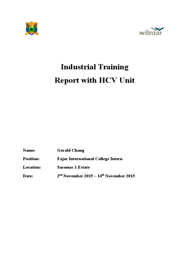 HCV Unit Industrial Training Report | PDF | Business