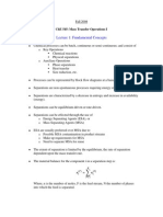 Lecture 1: Fundamental Concepts: Che 545: Mass Transfer Operations I