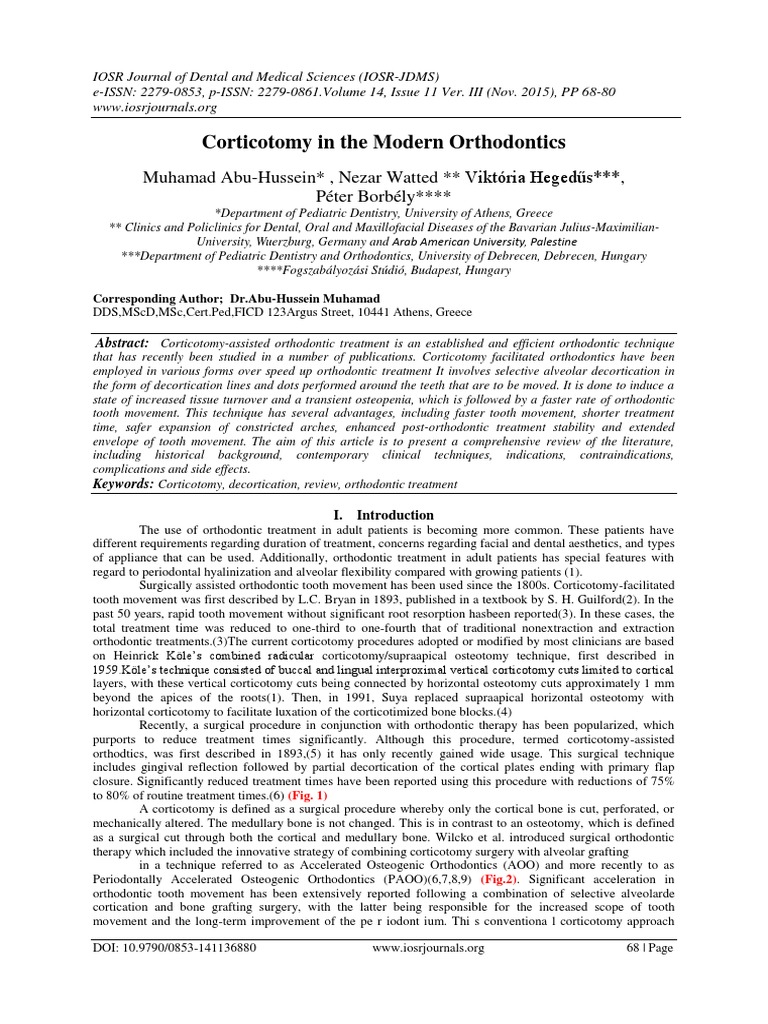 Corticotomy In The Modern Orthodontics Orthodontics Dentistry