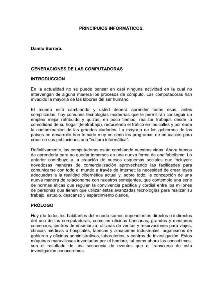 Evolución de las Generaciones de Computadoras | PDF | Microprocesador ...