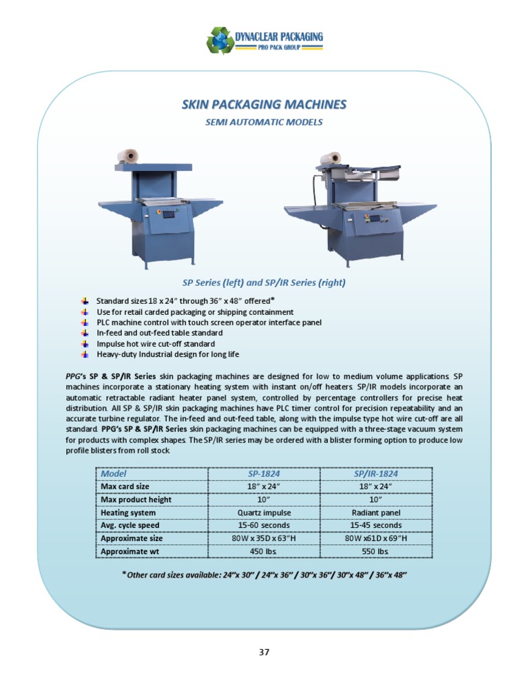 Skin Packaging Machines Overview | PDF