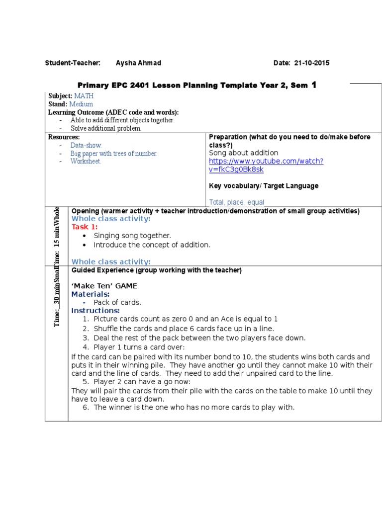 Grade 2. Math Medium: Whole Class Activity | PDF