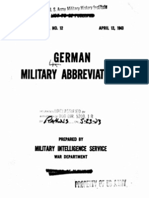 German Military Abbreviations Military Military Science