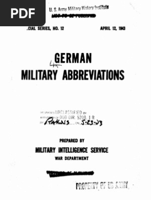 German Military Abbreviations Military Military Science