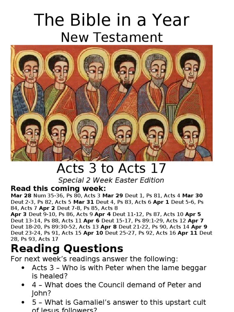 Bible in A Year 21 NT Acts 3 To Acts 17 | PDF | Gospel Of Luke | Acts ...