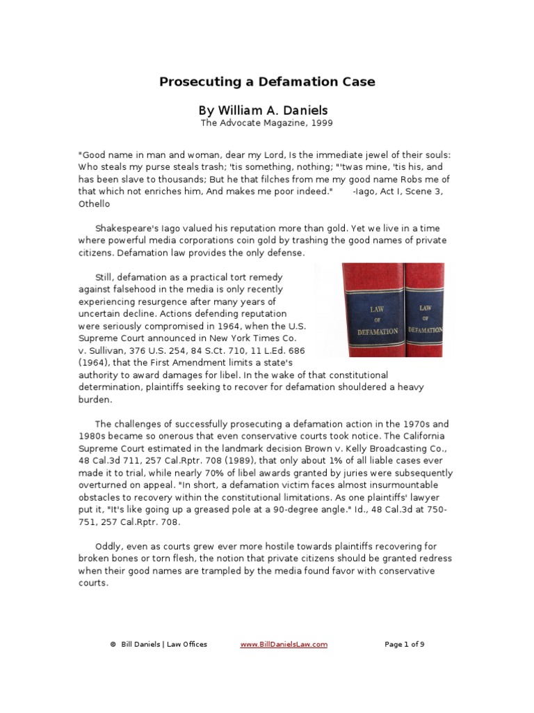 Defamation Cases In California – FPEMZF
