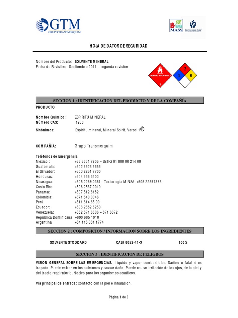 Solvente Mineral-2a Revision | PDF | Hidrocarburos aromáticos | Agua