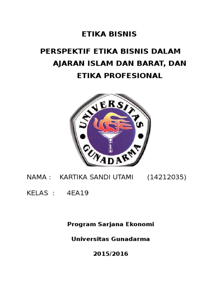 Cover Perspektif Etika Bisnis Dalam Ajaran Islam Dan Barat, Dan Etika