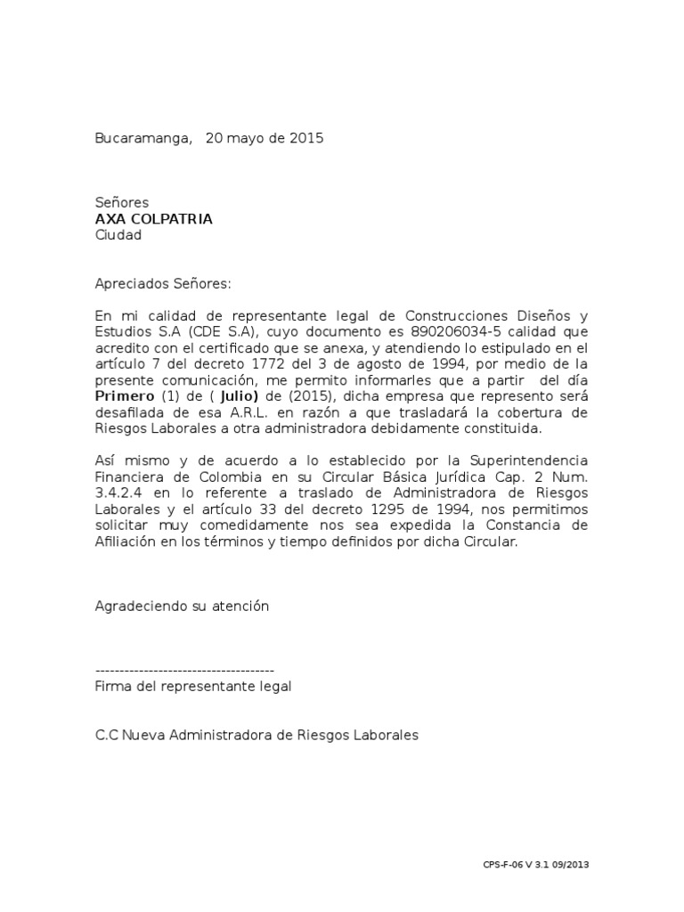 4. Modelo Carta Desafiliacion