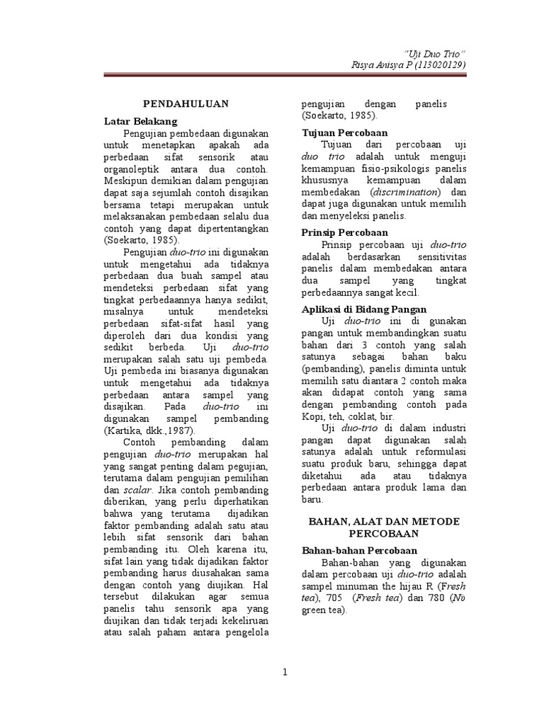 Laporan Uji Duo Trio | PDF