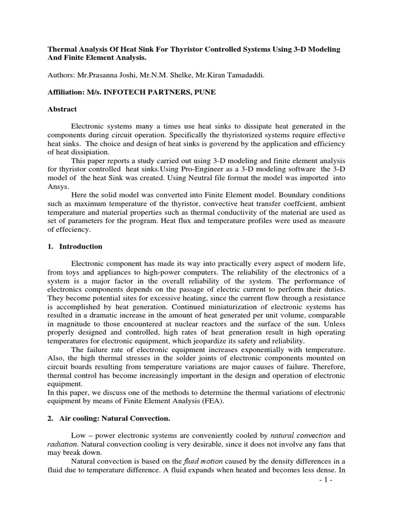 Thermal Analysis of Heat Sink For Thyristor Controlled Systems Using 3