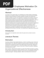 Impact of Employees Motivation on Organizational Effectiveness