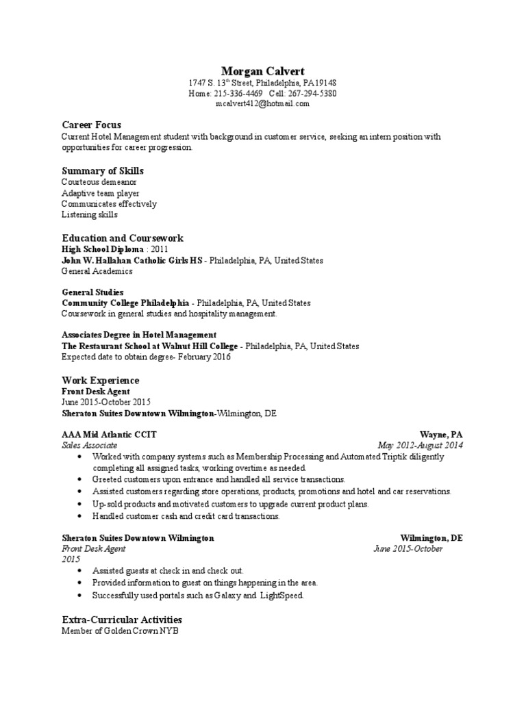 Morgan Calvert Resume | PDF | Career & Growth