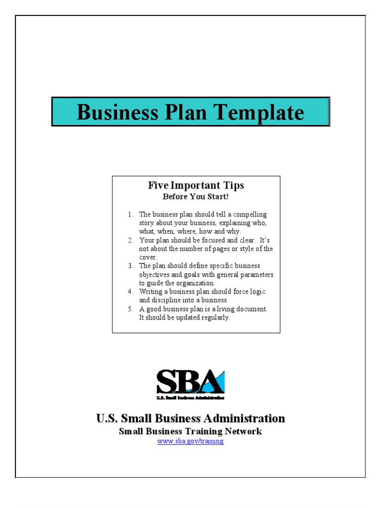 Business Plan Template  PDF  Business Plan  Perception Within Small Business Administration Business Plan Template