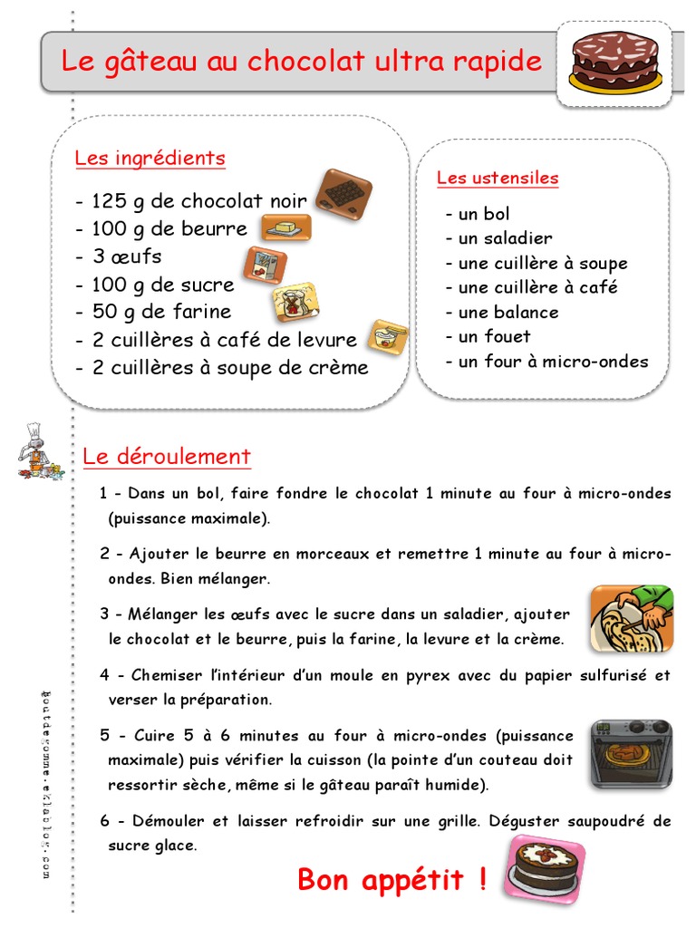 Gateau Au Chocolat Ultra Rapide Pdf Chocolat Soupe