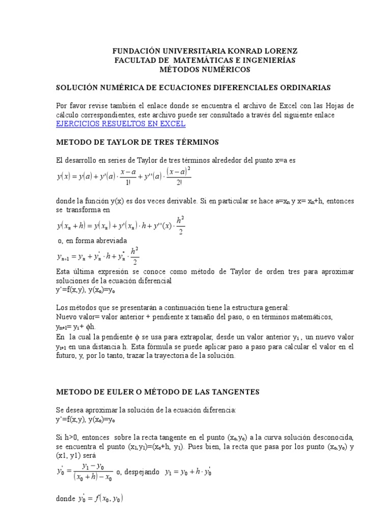 Fórmulas para Extrapolar en Ecuaciones Diferenciales | PDF | Derivado ...