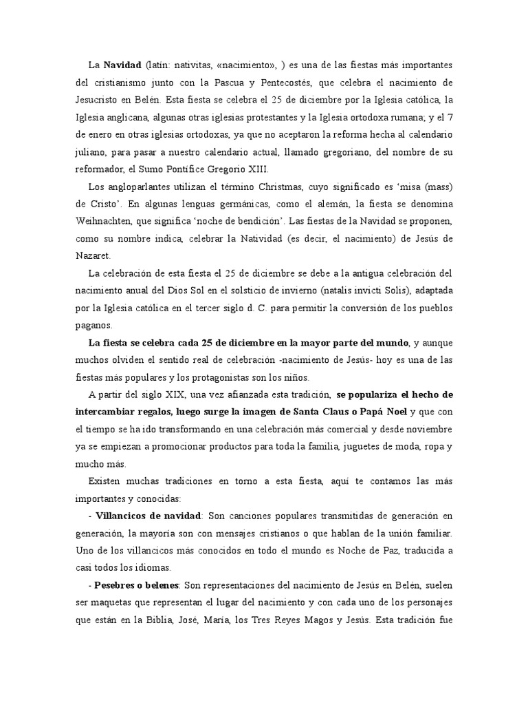 Tradiciones y significado de la Navidad | PDF | Navidad | Religión y ...