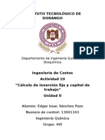 Calculo de Inversion Fija y Capital de Trabajo