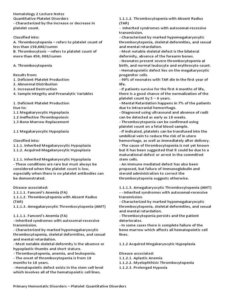Overview of Platelet Disorders | PDF | Vitamin B12 | Coagulation