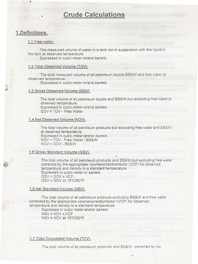 Crude Oil Volume and Density Calculations | PDF | Density | Barrel (Unit)