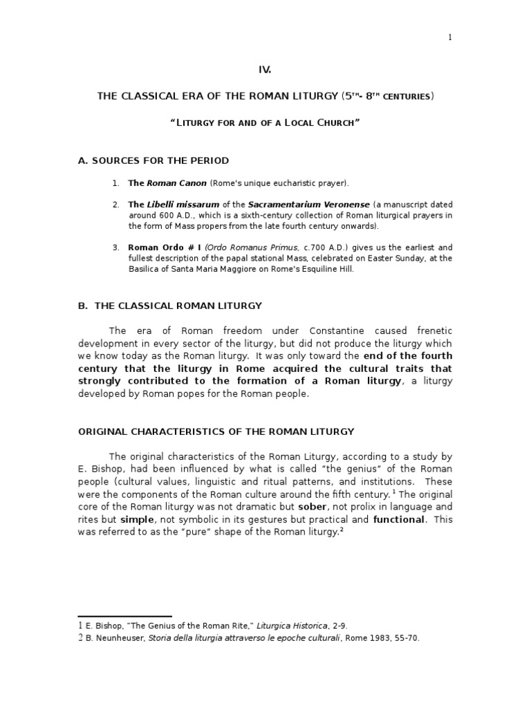 Classical Roman Liturgy Overview | PDF | Mass (Liturgy) | Eucharist