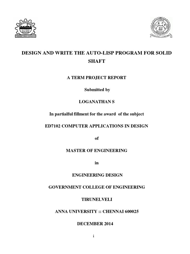 AutoLISP Program for Solid Shaft Design | PDF | Computers