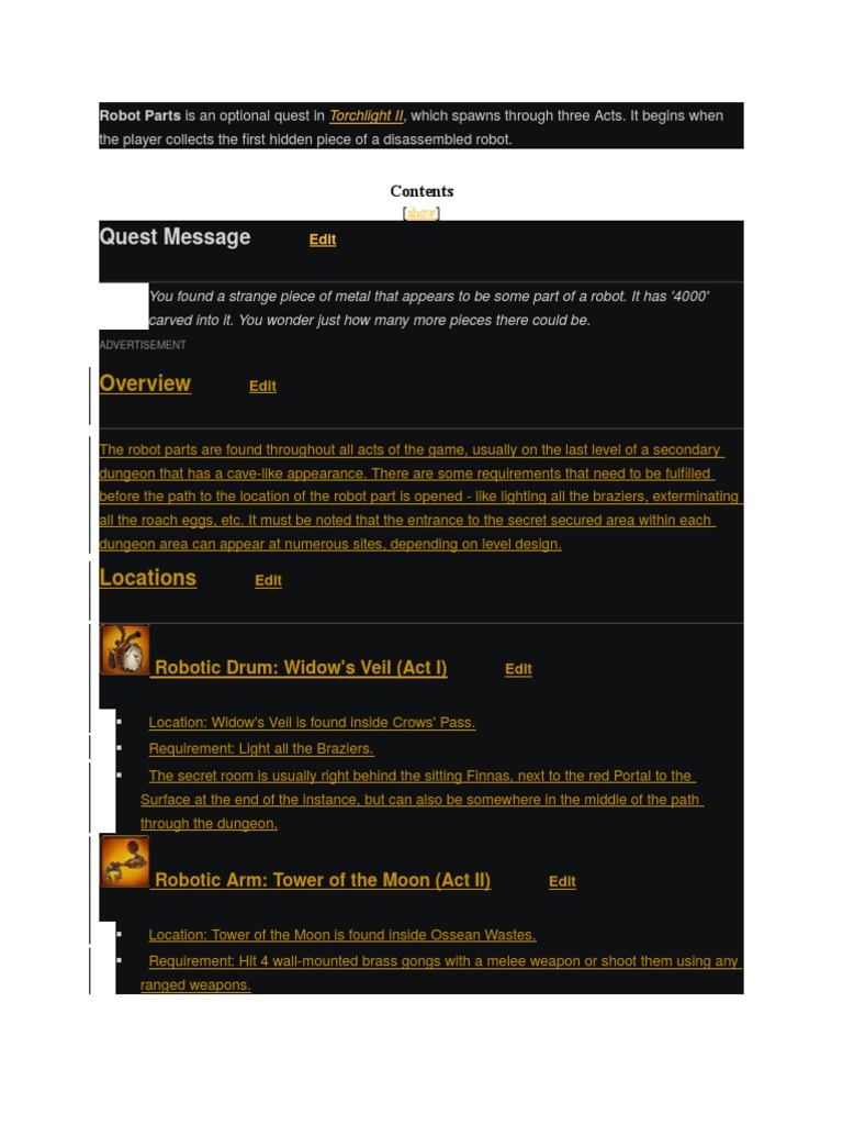 Reassembling the Robot The 'Robot Parts' Quest in Torchlight II PDF
