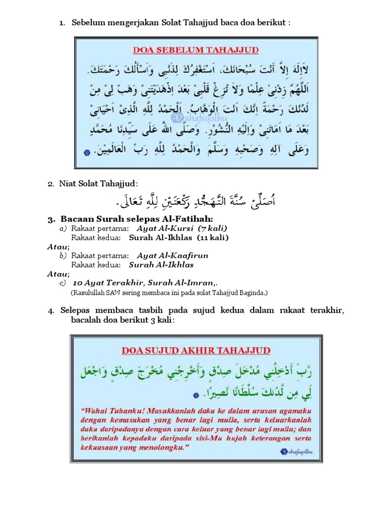 Sebelum Mengerjakan Solat Tahajjud Baca Doa Berikut Pdf