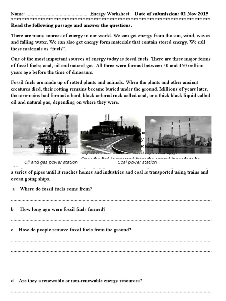 Read The Following Passage and Answer The Questions PDF Fuels