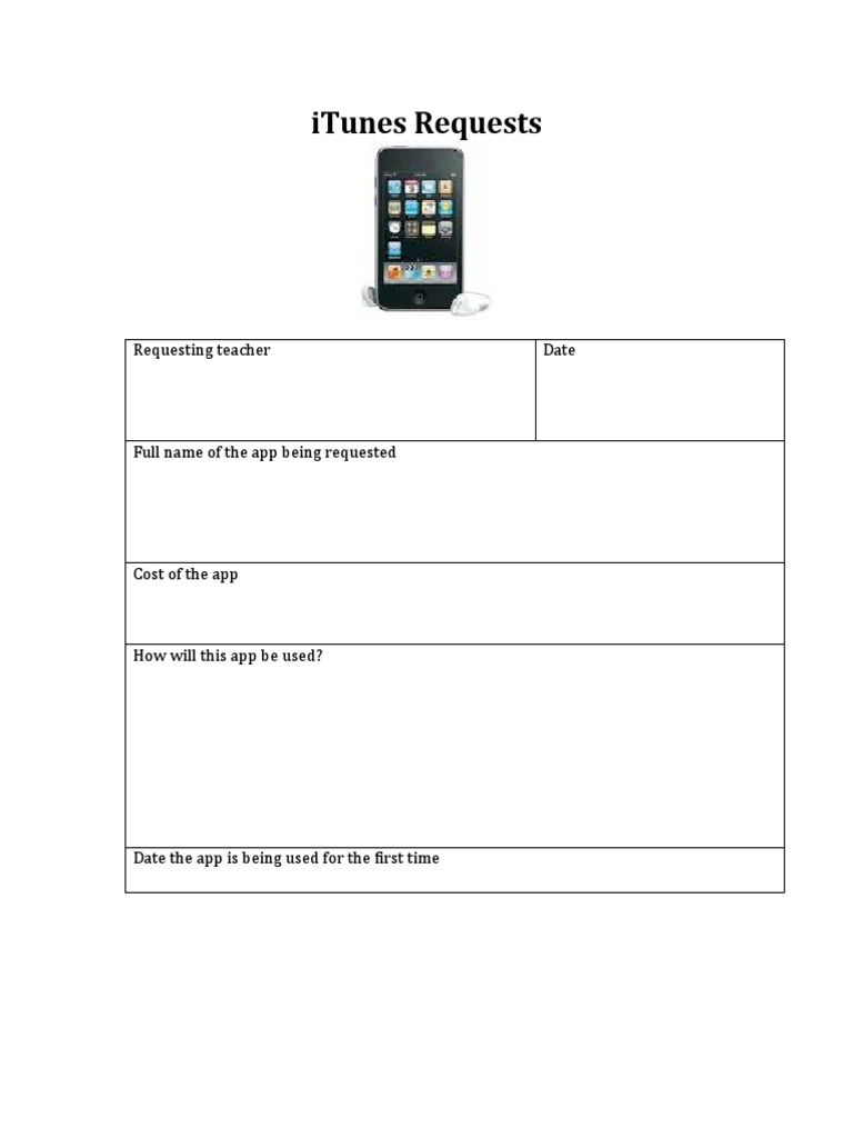 iTunes App Request Form Template | PDF | Social Science | Technology ...