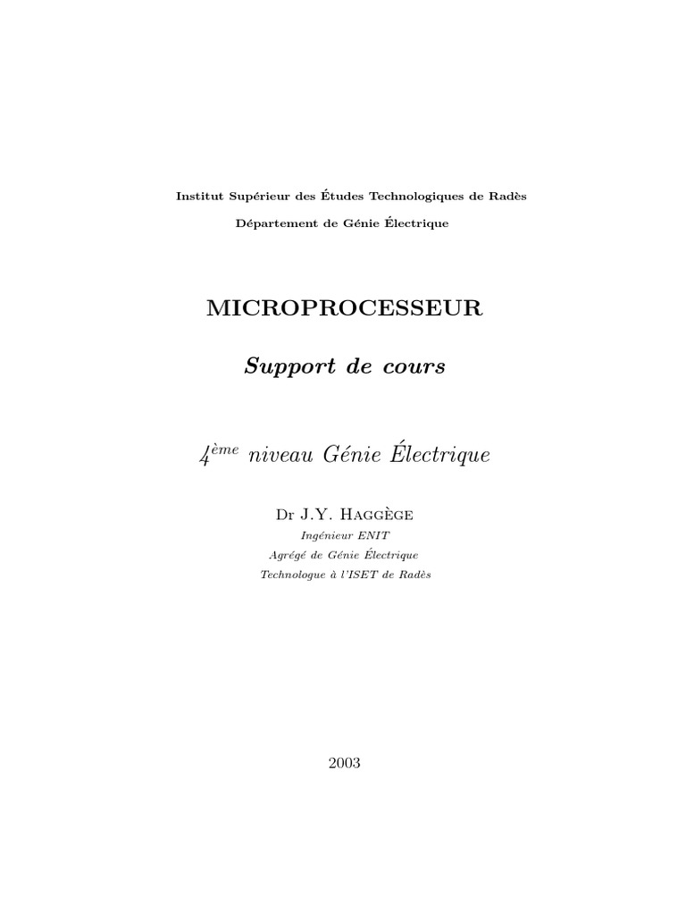Cours Micro | PDF | Processeur | Microprocesseur